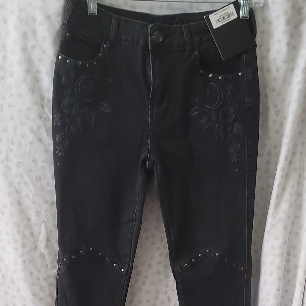 Killstar Embroidered Black Jeans